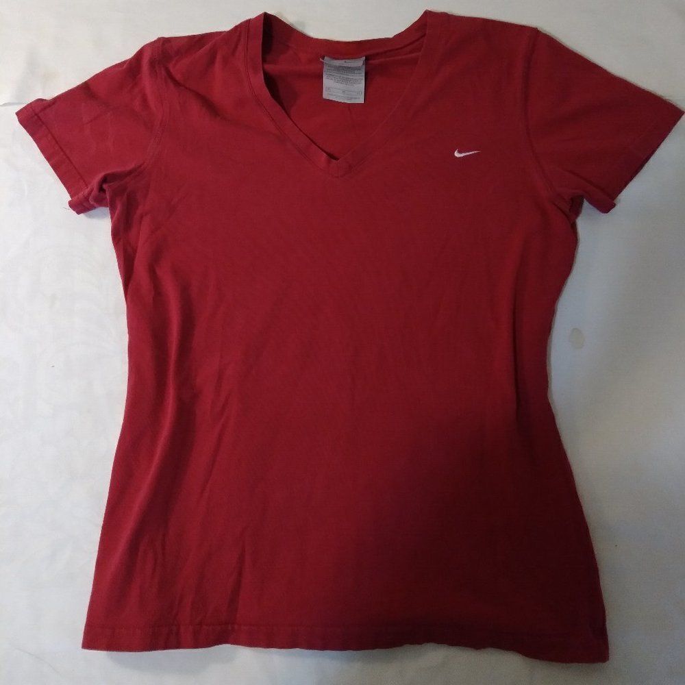 Vintage Nike Small Swoosh V-Neck T-Shirt